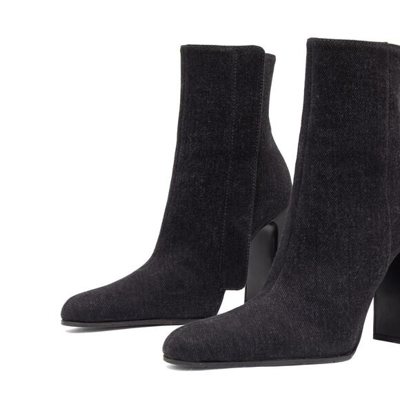 940$ BALENCIAGA Denim Ankle Hidden Side Zip Block Heel Boots Grey 37 / US 7 - Picture 3 of 14